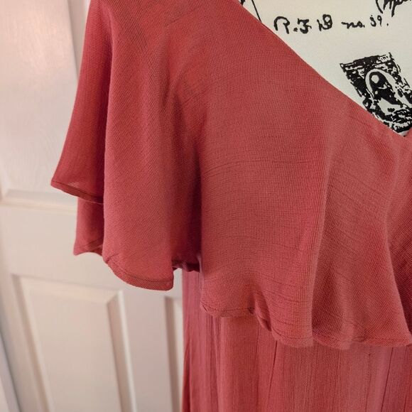 Billabong Pink One Shoulder Flutter Sleeve Dress - Picture 2 of 10